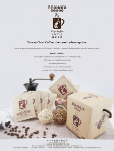 88 Gold Coffee healthy civet chlorogenic acid coffee Singapore Hospitality Magazine Page 2 88-黃金咖啡-麝香貓風味-Hospitality-雜誌-2